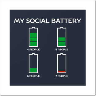 Funny Social Battery Introvert T-Shirt Posters and Art